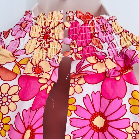 Alexia Admor Wildflowers Halter Dress Size 14 100% Cotton 70s BOHO Ruffle Hem - Picture 7 of 14